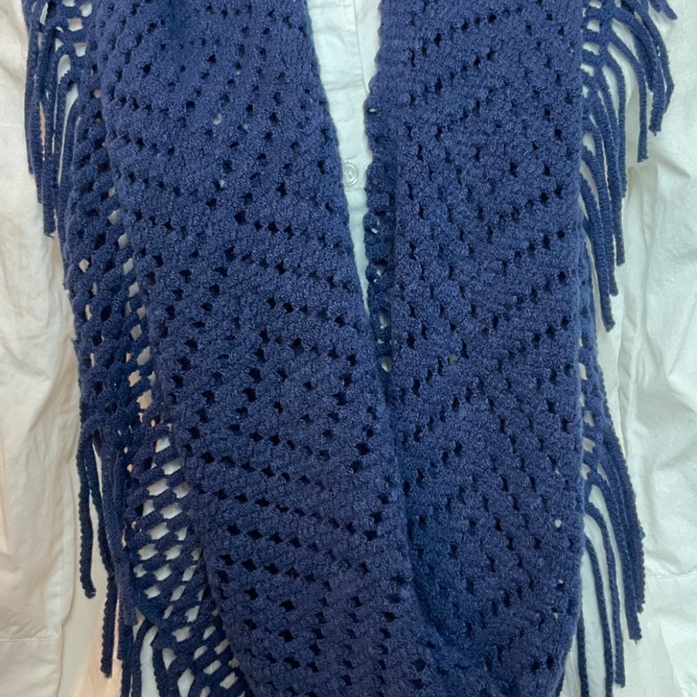 MIXIT blue shaw/scarf fringed *Coupon Eligibile* One Size - Picture 3 of 10